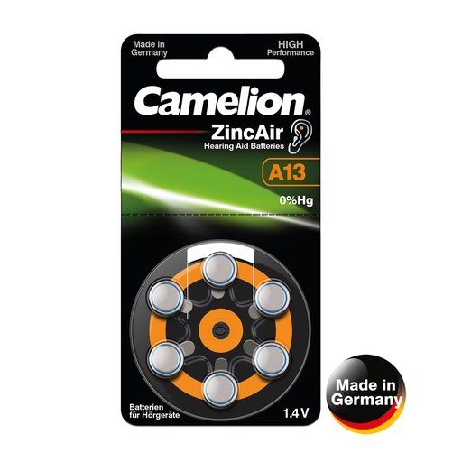 [44/3-173445] Patarei, A13/DA13/ZL13, 1,4V, CAMELION, 6 tk