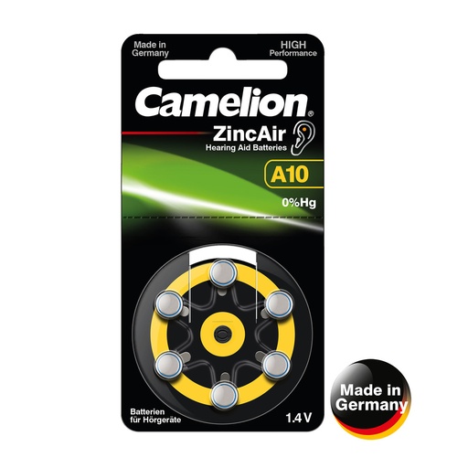 [44/3-173446] Elementi, A10/DA10/ZL10, 1.4V, CAMELION, 6 gab.