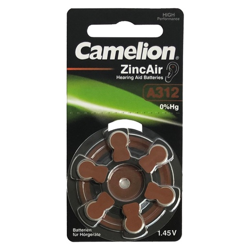 [44/3-173448] Camelion A312/DA312/ZL312, Zinc air cells, 6 pc(s)