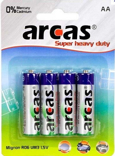 [44/5-009] Cells, carbon zinc, AA, R06, ARCAS, 4 pcs.