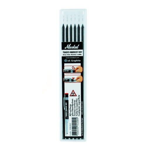 [46-96267] Trades-Marker Dry - refill pack 6 pcs silver, MARKAL