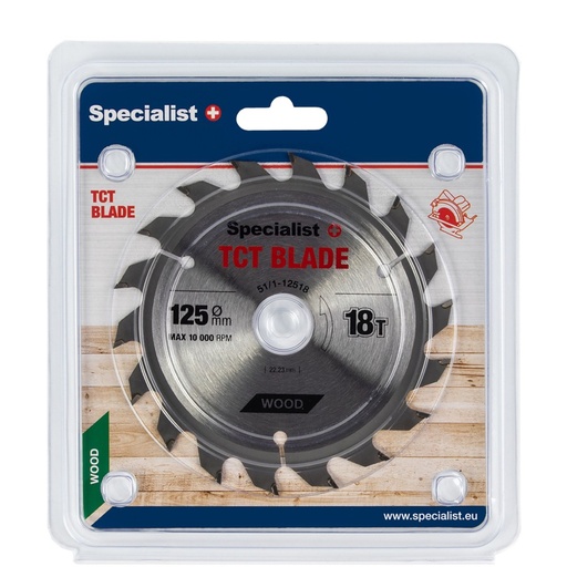 [51/1-12518] SPECIALIST+ TCT blade, 125x18Tx22 mm