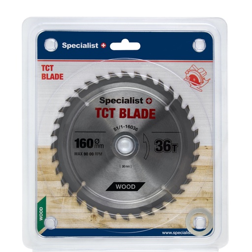 [51/1-16036] SPECIALIST+ TCT blade, 160x36Tx30/20/16 mm