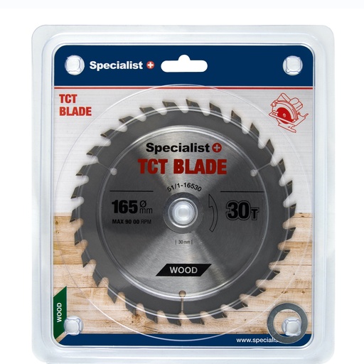 [51/1-16530] SPECIALIST+ TCT blade, 165x30Tx30/20/16 mm