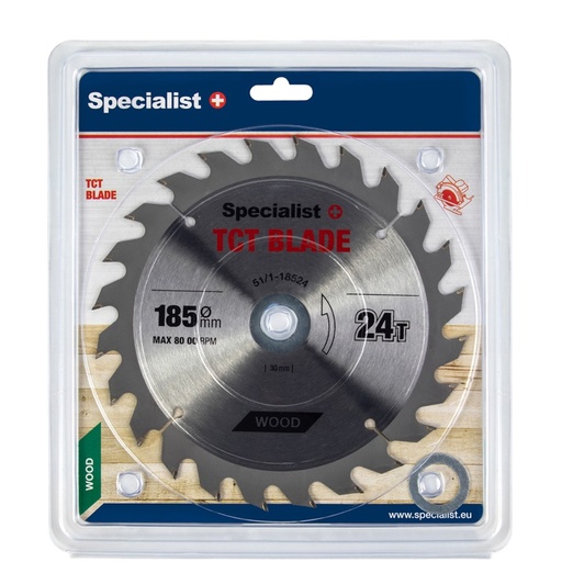 [51/1-18524] SPECIALIST+ TCT blade, 185x24Tx30/20/16 mm
