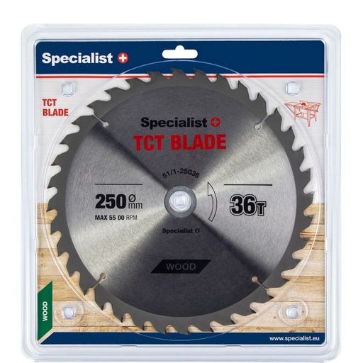 [51/1-25036] SPECIALIST+ TCT blade, 250x36Tx30/20 mm