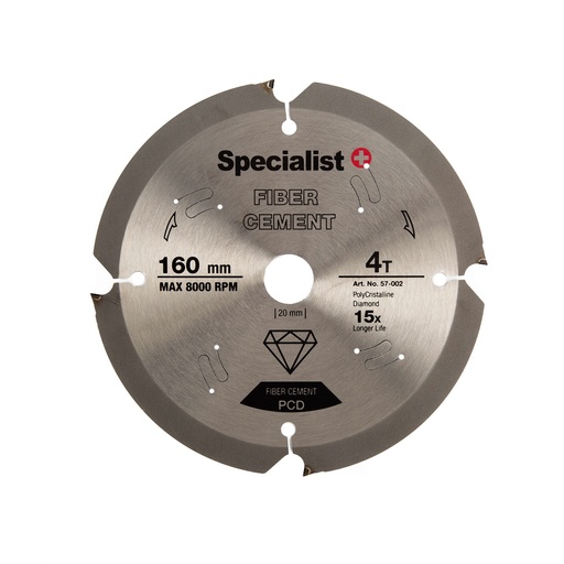[57-002] SPECIALIST+ fiber cement saw blade, 4T 165 x 20 mm