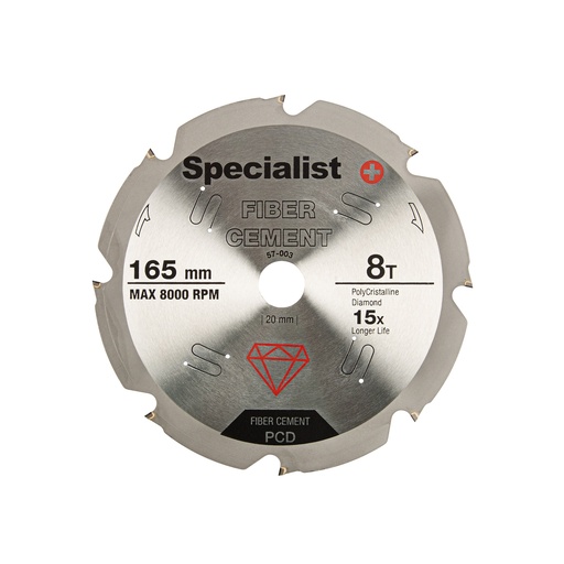 [57-003] SPECIALIST+ šķiedru cementa zāģa asmens, 8T 165 x 20 mm