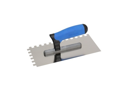 [60-0241] Stainless steel trowel 130x270 with plastic 2 component handgrip G-11, notch 4*4