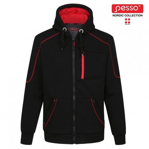 [60/1-026] The classic zip through hoodie Pesso Portland, black L
