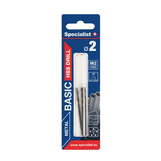[64-0020] SPECIALIST+ metalo grąžtas BASIC, 2 mm, 3 vnt.