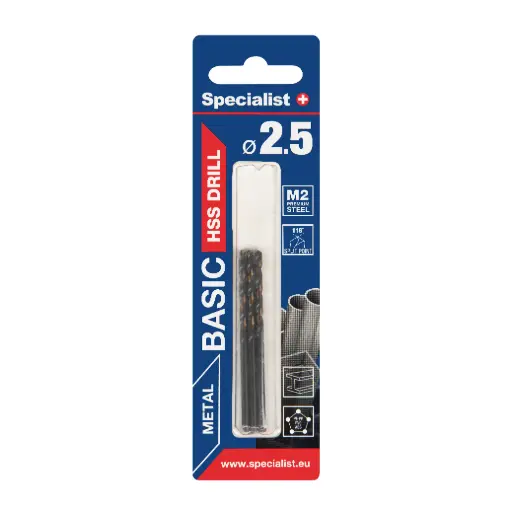[64-0025] SPECIALIST+ metalo grąžtas BASIC, 2.5mm, 3 vnt.