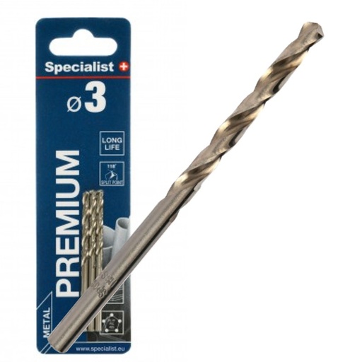 [64-0030] SPECIALIST+ metalo grąžtas PREMIUM, 3 mm, 3 vnt.