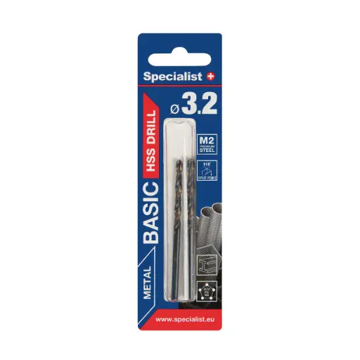[64-0032] SPECIALIST+ metalo grąžtas BASIC, 3.2mm, 2 vnt.