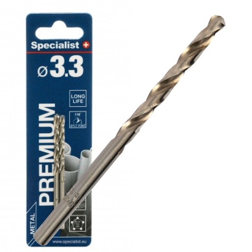 [64-0033] SPECIALIST+ drill bit PREMIUM, 3.3 mm, 2 pcs