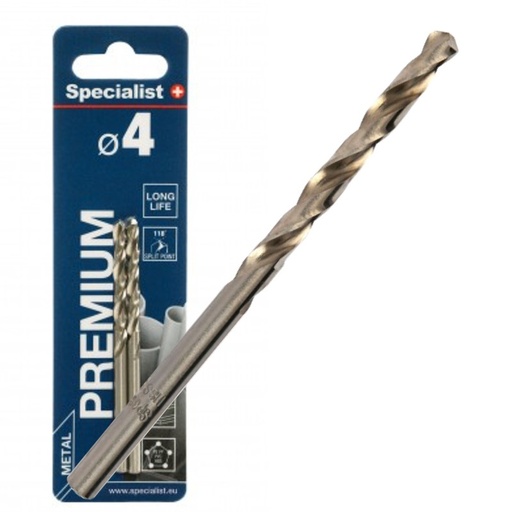 [64-0040] SPECIALIST+ metalo grąžtas PREMIUM, 4 mm, 2 vnt.