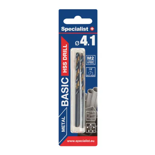 [64-0041] SPECIALIST+ metalo grąžtas BASIC, 4.1mm, 2 vnt.