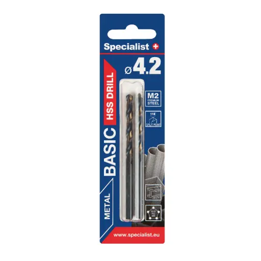 [64-0042] SPECIALIST+ metalo grąžtas BASIC, 4.2mm, 2 vnt.