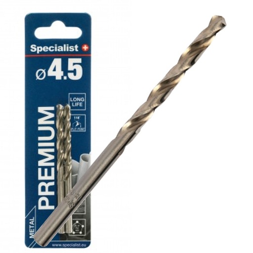 [64-0045] SPECIALIST+ metalo grąžtas PREMIUM, 4.5mm, 2 vnt.
