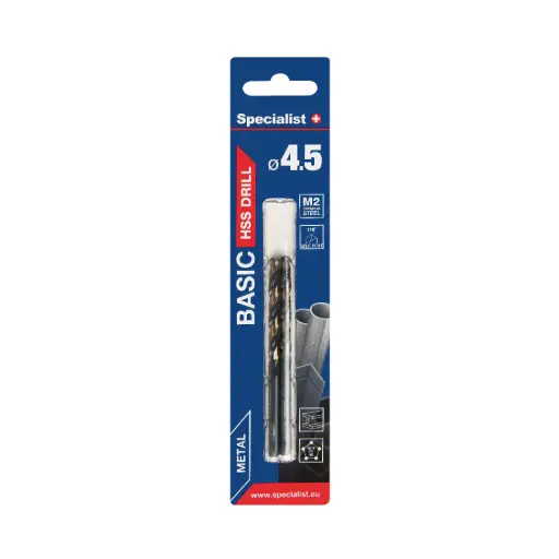 [64-0045] SPECIALIST+ metalo grąžtas BASIC, 4.5mm, 2 vnt.