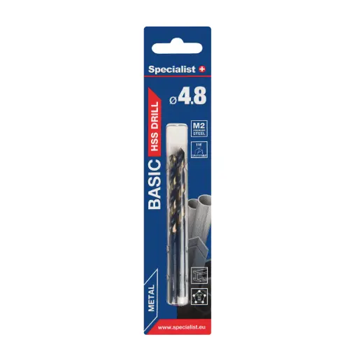 [64-0048] SPECIALIST+ metalo grąžtas BASIC, 4.8mm, 2 vnt.