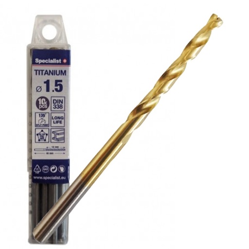 [64/1-0015Q] SPECIALIST+ metalo grąžtas TITAN, 1.5 mm, 10 vnt.