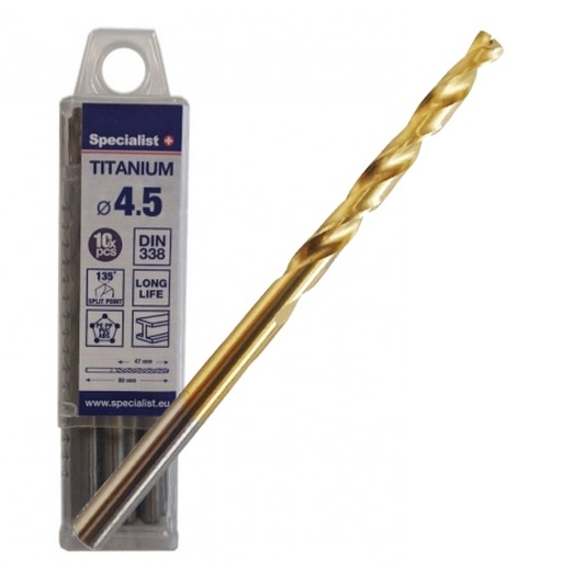 [64/1-0045Q] SPECIALIST+ drill bit TITAN, 4.5 mm, 10 pcs