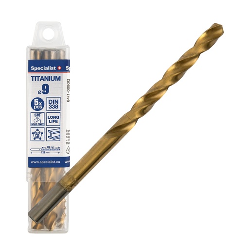[64/1-0090Q] SPECIALIST+ drill bit TITAN, 9 mm, 5 pcs