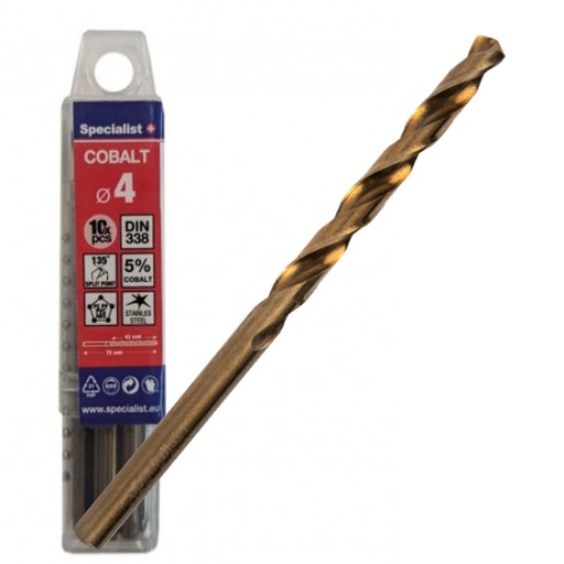 [64/2-0040Q] SPECIALIST+ metalo grąžtas COBALT, 4 mm, 10 vnt.