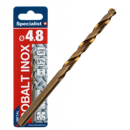 [64/2-0048] SPECIALIST+ metalo grąžtas COBALT, 4.8 mm