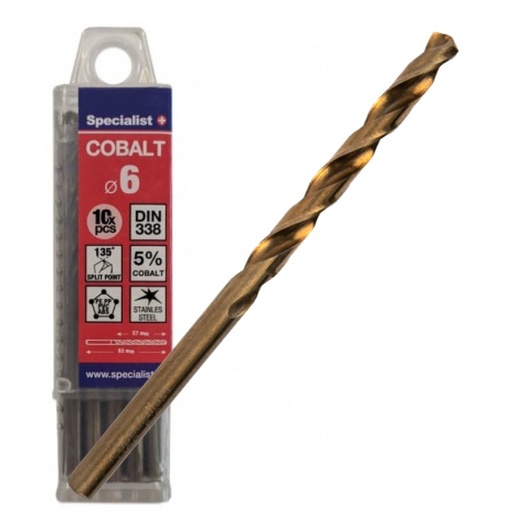 [64/2-0060Q] SPECIALIST+ metal drill bit COBALT, 6.0 mm, 10 pcs
