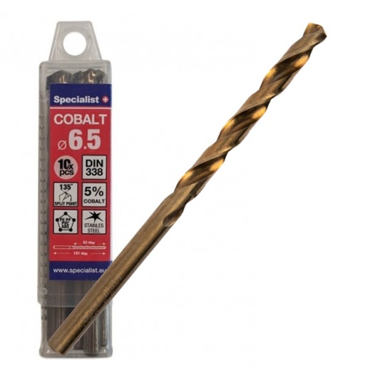 [64/2-0065Q] SPECIALIST+ metal drill bit COBALT, 6,5 mm, 10 pcs