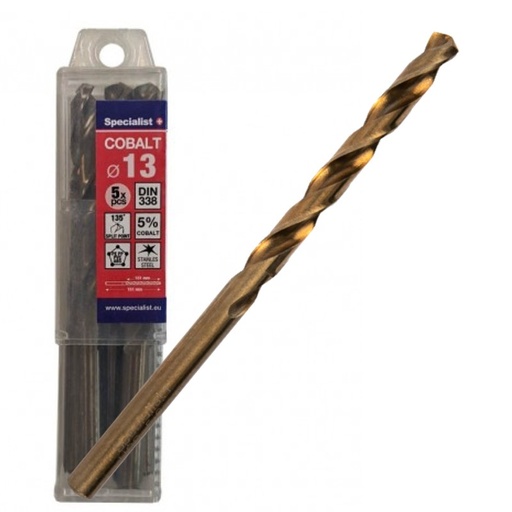 [64/2-0130Q] SPECIALIST+ metalo grąžtas COBALT, 13 mm, 5 vnt.