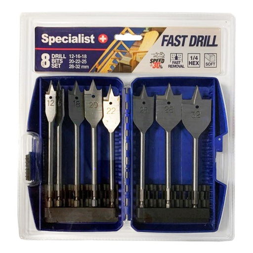 [69/4-001] SPECIALIST+ flat drill bit kit, 8 pcs