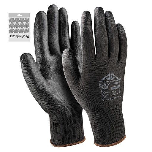 [72-8160NP] Black Polyurethane Gloves XL 12pcs.