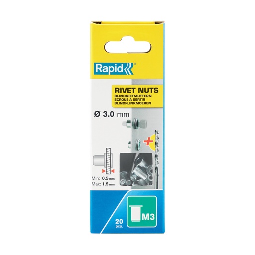 [78-5000670] Rivet Nuts M3 20pcs Blister