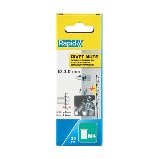 [78-5000671] Rivet Nuts M4 20pcs Blister