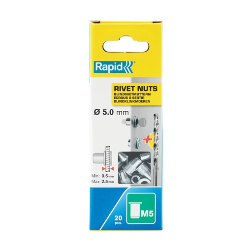 [78-5000672] Rivet Nuts M5, 20pcs Blister