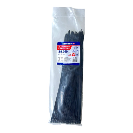 [81/3-3302J] Nylon cable ties Black 3,6x300mm, 100pcs