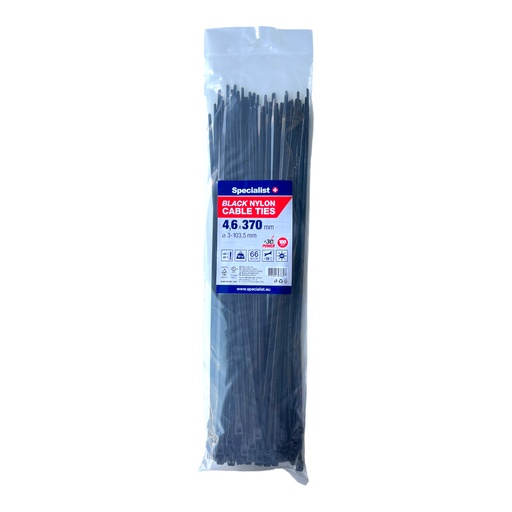 [81/3-4368J] SPECIALIST+ nailonist kaabliside, must, 4.6x370 mm, 100 tk