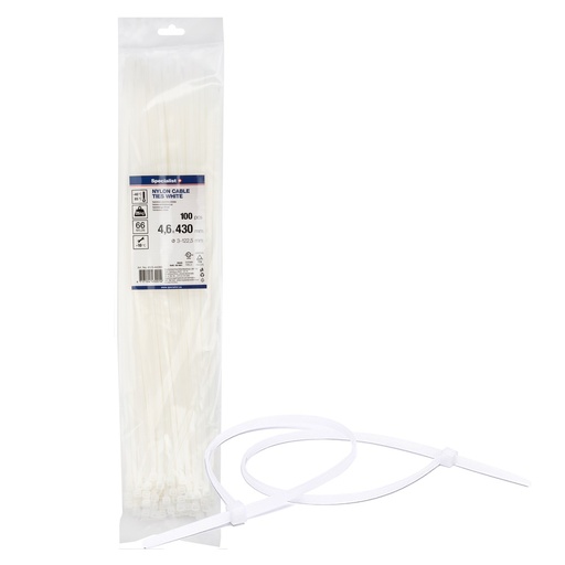 [81/3-4428B] SPECIALIST+ nylon cable ties, white, 4.6x430 mm, 100 pcs