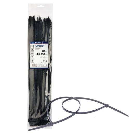 [81/3-4428J] SPECIALIST+ nylon cable ties, black, 4.6x430 mm, 100 pcs