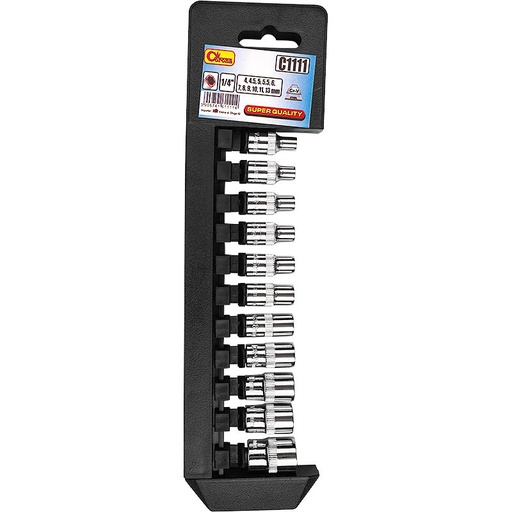 [42-C1111] 11 PCS SOCKET SET 1/4', 4-13 MM