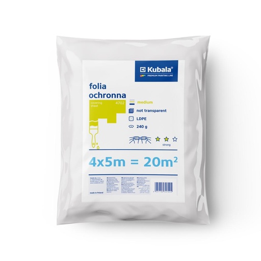 [60-4702] Keskmise tugevusega kattekile 12 µm, 4 × 5 m, 20 m² Kubala