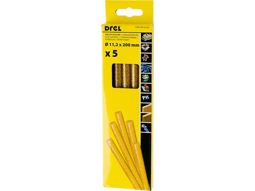 [45-61204] Hot glue sticks 11,2 mm × 200 mm,  with sequins, gold-colored, 5 pcs.