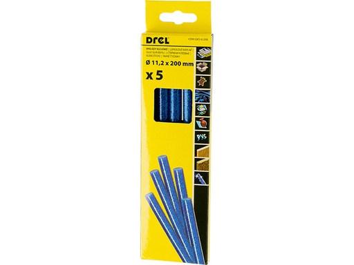 [45-61206] Hot glue sticks 11,2 mm × 200 mm,  with sequins, blue-colored, 5 pcs.