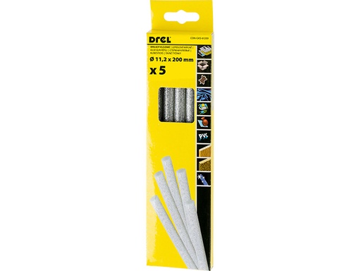 [45-61209] Hot glue sticks 11,2 mm × 200 mm,  with sequins, silver-colored, 5 pcs.