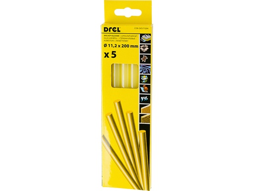 [45-71204] Hot glue sticks 11,2 mm × 200 mm,  yellow-colored, 5 pcs.