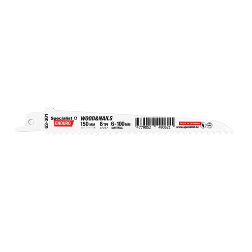 [63-301] SPECIALIST+ metal reciprocating saw blade BI-METAL, 150 mm, 6 TPI