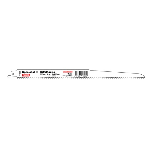 [63-303] Bi-Metal Reciprocating Saw Blade for metal „Specialist+" 300 mm 6TPI